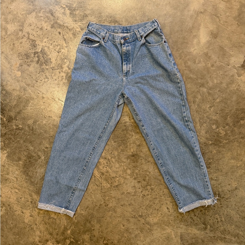 High-Waisted Relaxed Fit Light Blue Denim Jeans